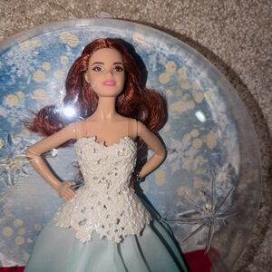 Elegant Doll with White and Blue Dress